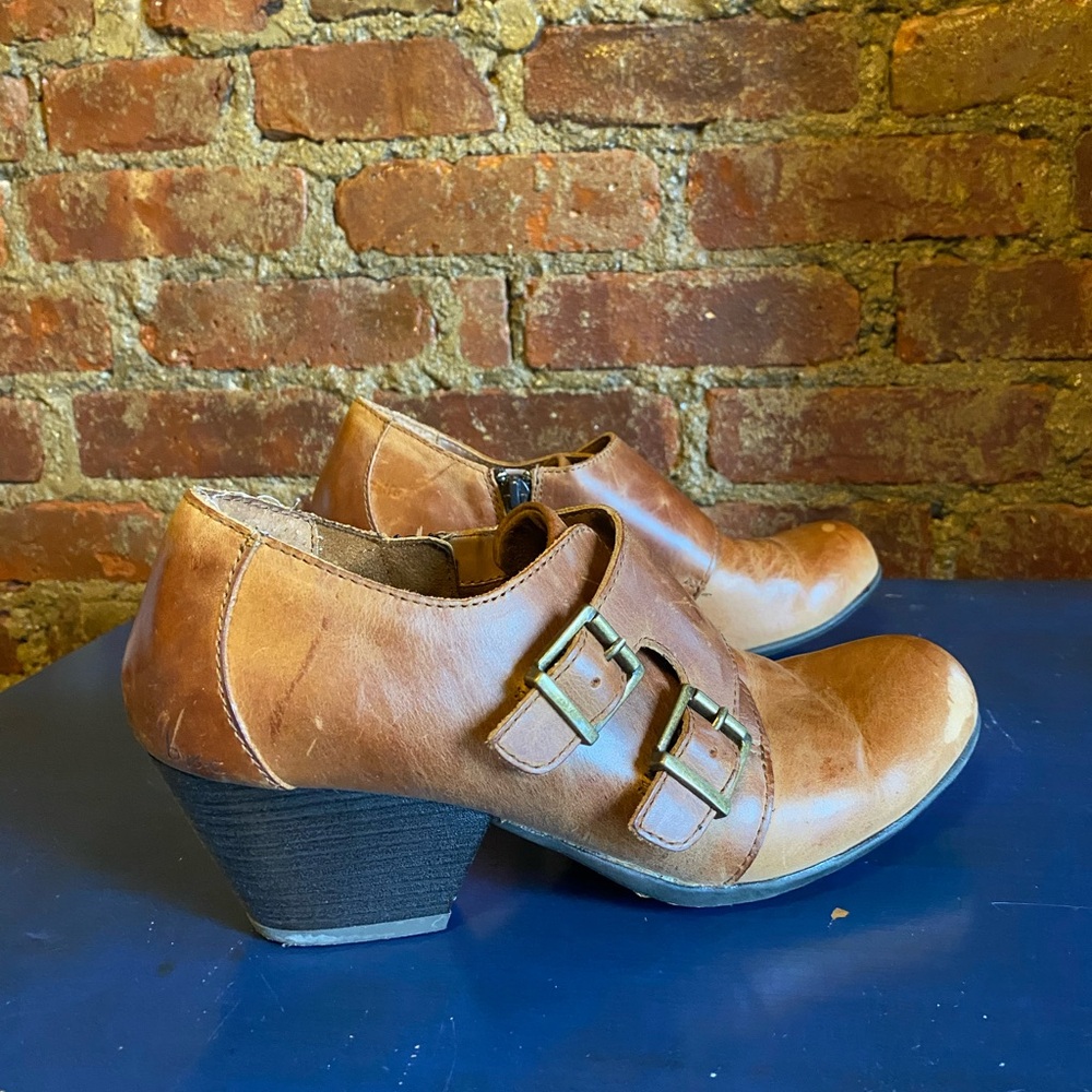 Tan leather ankle boots